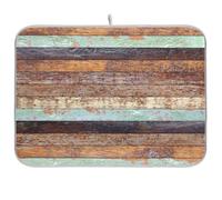 Tappetino scolapiatti per bancone della cucina, grande tappetino scolapiatti in microfibra, 60 x 45 cm, struttura in legno vintage, tappetino assorbente per protezione della macchina del caffè