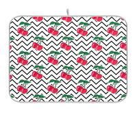 Tappetino scolapiatti per bancone della cucina, grande tappetino scolapiatti in microfibra 60 x 45 cm, ciliegia con trama a zig zag, tappetino assorbente protettivo per macchina da caffè