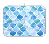 Tappetino scolapiatti per bancone della cucina, grande tappetino scolapiatti in microfibra 60 x 45 cm, motivo scozzese marocchino, colore: blu