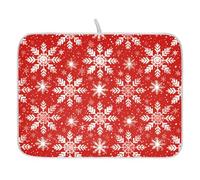 Tappetino scolapiatti per bancone della cucina, grande tappetino scolapiatti in microfibra beige con fiocchi di neve rossi 40 x 45 cm scolapiatti assorbente per macchina da caffè