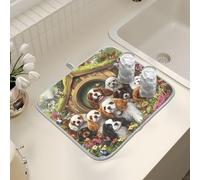 Tappetino scolapiatti per bancone della cucina, grande tappetino scolapiatti in microfibra con fiore farfalla Charles Cavalier cane 40 x 45 cm scolapiatti assorbente protezione per macchina da caffè