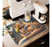 Tappetino scolapiatti per bancone della cucina, grande tappetino scolapiatti in microfibra Fox Stars 60 x 45 cm scolapiatti assorbente per macchina da caffè tappetino protettivo