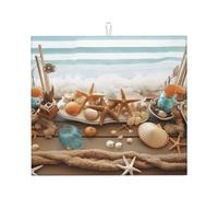 Tappetino scolapiatti per bancone della cucina, grande tappetino scolapiatti super assorbente a tema spiaggia oceano in microfibra tappetino scolapiatti antiscivolo da cucina per lavelli caffettiera