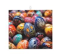 Tappetino scolapiatti per bancone della cucina, grande tappetino scolapiatti super assorbente, colorato dipinto a mano, uova di Pasqua in microfibra, tappetino scolapiatti antiscivolo per lavelli e