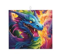 Tappetino scolapiatti per bancone della cucina, grande tappetino scolapiatti super assorbente colorato di draghi in microfibra tappetino scolapiatti antiscivolo da cucina tappetino per scolapiatti per