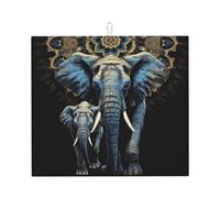 Tappetino scolapiatti per bancone della cucina, grande tappetino scolapiatti super assorbente, due elefanti, in microfibra, antiscivolo, tappetino scolapiatti per lavelli e caffettiera, 46 x 41 cm