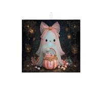Tappetino scolapiatti per bancone della cucina, grazioso fantasma con cestino, assorbente, tappetino scolapiatti in microfibra, per decorazioni di Halloween, 40,6 x 45,7 cm