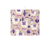 Tappetino scolapiatti per bancone della cucina, grazioso motivo lama, design fantasioso con cartoni animati, in microfibra assorbente, 40,6 x 45,7 cm