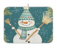 Tappetino scolapiatti per bancone della cucina, grazioso pupazzo di neve, assorbente, in microfibra, riutilizzabile, lavabile, tappetino scolapiatti medio, 45 x 60 cm