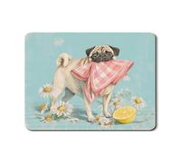 Tappetino scolapiatti per bancone della cucina, grazioso tappetino scolapiatti in gomma assorbente vintage floreale con carlino, decorazione primaverile, regalo per amanti degli animali, 45,7 x 61 cm