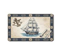 Tappetino scolapiatti per bancone della cucina, in gomma assorbente blu vintage, tappetino scolapiatti in pelle PU oceano per protezione bar 30,5 x 50,8 cm