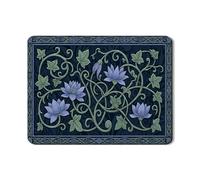 Tappetino scolapiatti per bancone della cucina, in gomma assorbente, motivo floreale blu, verde, primavera, natura, in pelle PU, per bar, 45,7 x 61 cm