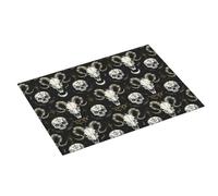 Tappetino scolapiatti per bancone della cucina, in microfibra, assorbente, con stampa di teschio di capra, stile vintage, 45,7 x 61 cm, antiscivolo, con passante per appendere