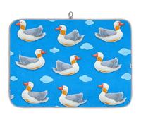 Tappetino scolapiatti per bancone della cucina, in microfibra, tappetino scolapiatti con nuvole e cigni dei cartoni animati, 60 x 45 cm