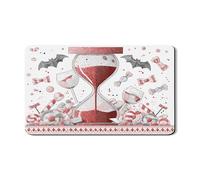 Tappetino scolapiatti per bancone della cucina, motivo a clessidra rossa e caramelle, in gomma assorbente, tappetino scolapiatti in pelle PU, 30,5 x 50,8 cm