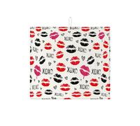 Tappetino scolapiatti per bancone della cucina, motivo a cuori rossi e neri, assorbente, per San Valentino, in microfibra, per bar, 40,6 x 45,7 cm