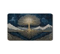 Tappetino scolapiatti per bancone della cucina, motivo albero della vita, tappetino scolapiatti in gomma assorbente ispirato alla natura, tappetino scolapiatti rustico in pelle PU per bar, 30,5 x 50,8