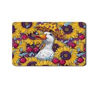 Tappetino scolapiatti per bancone della cucina, motivo anatra, con girasoli vivaci e ciliegie, decorativo, assorbente, in gomma, per primavera ed estate, 30,5 x 50,8 cm