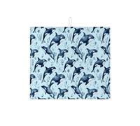 Tappetino scolapiatti per bancone della cucina, motivo: balena blu, tappetino assorbente per scolapiatti in microfibra nautica marina per protezione bar 40,6 x 45,7 cm