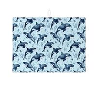 Tappetino scolapiatti per bancone della cucina, motivo: balena blu, tappetino assorbente per scolapiatti in microfibra nautica marina per protezione bar 45,7 x 61 cm