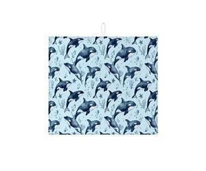 Tappetino scolapiatti per bancone della cucina, motivo: balena blu, tappetino assorbente per scolapiatti in microfibra nautica marina per protezione bar 40,6 x 45,7 cm