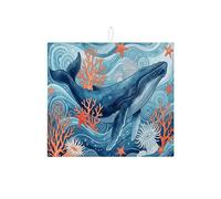 Tappetino scolapiatti per bancone della cucina, motivo balena oceanica, assorbente, in microfibra, per bancone della cucina, 40,6 x 45,7 cm