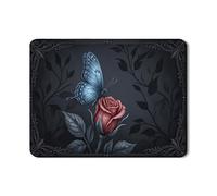Tappetino scolapiatti per bancone della cucina, motivo floreale con farfalle blu e rose, in gomma assorbente, stile vintage, 45,7 x 61 cm