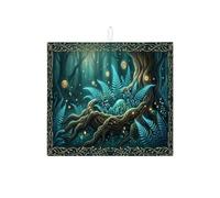 Tappetino scolapiatti per bancone della cucina, motivo foresta, assorbente, in microfibra, per proteggere il bancone della cucina, 40,6 x 45,7 cm