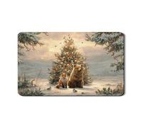 Tappetino scolapiatti per bancone della cucina, motivo: foresta invernale, in gomma assorbente, con volpe e orso, tappetino scolapiatti in pelle sintetica per vacanze, per bancone della cucina, 30,5 x