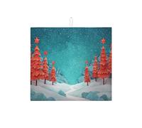 Tappetino scolapiatti per bancone della cucina, motivo foresta invernale, tappetino assorbente in microfibra per bar, 40,6 x 45,7 cm