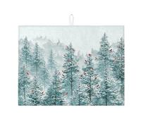 Tappetino scolapiatti per bancone della cucina, motivo: foresta invernale, tappetino assorbente per scolapiatti con uccelli, comodo tappetino in microfibra per proteggere bar, 45 x 61 cm