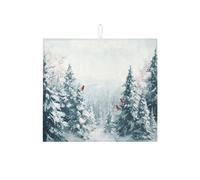 Tappetino scolapiatti per bancone della cucina, motivo foresta invernale, tappetino assorbente scolapiatti in microfibra per le vacanze, 40,6 x 45,7 cm