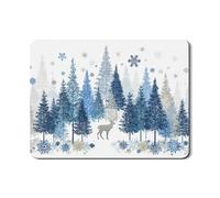 Tappetino scolapiatti per bancone della cucina, motivo foresta invernale, tappetino in gomma assorbente con fiocco di neve e pino blu, tappetino scolapiatti in pelle PU per bar, 45 x 61 cm