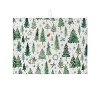 Tappetino scolapiatti per bancone della cucina, motivo foresta natalizia, tappetino assorbente in microfibra per bar, 45 x 61 cm