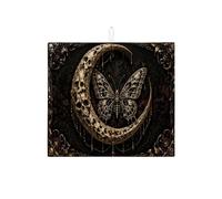 Tappetino scolapiatti per bancone della cucina, motivo gotico con teschio, luna e farfalla, assorbente con motivo floreale scuro, tappetino scolapiatti in microfibra per Halloween, 40,6 x 45,7 cm