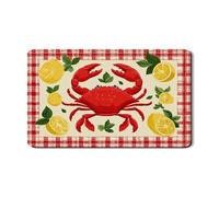 Tappetino scolapiatti per bancone della cucina, motivo granchio rosso vintage, in gomma assorbente, tappetino scolapiatti a tema oceano in pelle PU per decorazione bancone della cucina, 30,5 x 50,8 cm