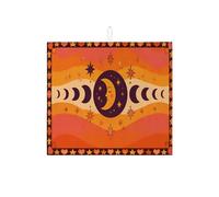 Tappetino scolapiatti per bancone della cucina, motivo: luna celeste e stella, assorbente arancione e viola, tappetino scolapiatti in microfibra retrò bohémien, 40,6 x 45,7 cm
