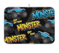 Tappetino scolapiatti per bancone della cucina, motivo: Monster Trucks blu, per bancone della cucina, decorazione per la casa, 45,7 x 61 cm
