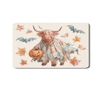 Tappetino scolapiatti per bancone della cucina, motivo mucca delle Highland, in gomma assorbente, motivo zucca e pipistrello, tappetino scolapiatti in pelle PU per decorazione della cucina, 30,5 x