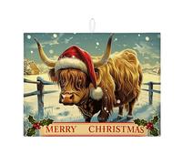 Tappetino scolapiatti per bancone della cucina, motivo mucca delle Highland, in stile vintage, assorbente, in microfibra, per bar, 45 x 61 cm