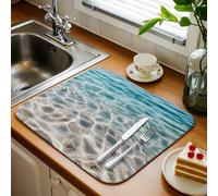 Tappetino scolapiatti per bancone della cucina, motivo oceano con acqua marina, scena subacquea, assorbente, in microfibra, tappetino scolapiatti reversibile, tappetino per asciugare il caffè, 1 pezzo