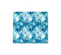 Tappetino scolapiatti per bancone della cucina, motivo oceano, tappetino assorbente per scolapiatti con conchiglie blu e bottiglie, tappetino in microfibra costiera estiva per bar, 40,6 x 45,7 cm