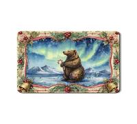 Tappetino scolapiatti per bancone della cucina, motivo orso invernale delle meraviglie in gomma assorbente, tappetino scolapiatti in pelle PU per decorazione bancone della cucina, 30,5 x 50,8 cm