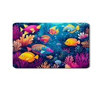 Tappetino scolapiatti per bancone della cucina, motivo pesce subacqueo, vivace arte oceanica, tappetino scolapiatti in gomma a tema estivo, per bancone della cucina, protezione da bar, 30,5 x 50,8 cm