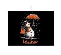 Tappetino scolapiatti per bancone della cucina, motivo pupazzo di neve, assorbente, in microfibra, per bancone della cucina, protezione per le vacanze, 45 x 61 cm