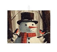 Tappetino scolapiatti per bancone della cucina, motivo pupazzo di neve, in microfibra, per le feste, 45 x 61 cm