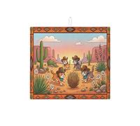 Tappetino scolapiatti per bancone della cucina, motivo rustico occidentale, assorbente, tappetino scolapiatti in microfibra per deserto primaverile, decorazione per bancone della cucina, 40,6 x 45,7