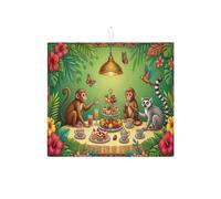 Tappetino scolapiatti per bancone della cucina, motivo scimmia tropicale, tappetino assorbente scolapiatti verde giungla, tappetino estivo in microfibra per proteggere il bar, 40,6 x 45,7 cm