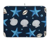 Tappetino scolapiatti per bancone della cucina, motivo stella marina blu, decorazione per piano di lavoro della cucina, 45,7 x 40,6 cm