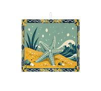 Tappetino scolapiatti per bancone della cucina, motivo stella marina costiera, assorbente, in microfibra oceanica, per cucina, 40,6 x 45,7 cm